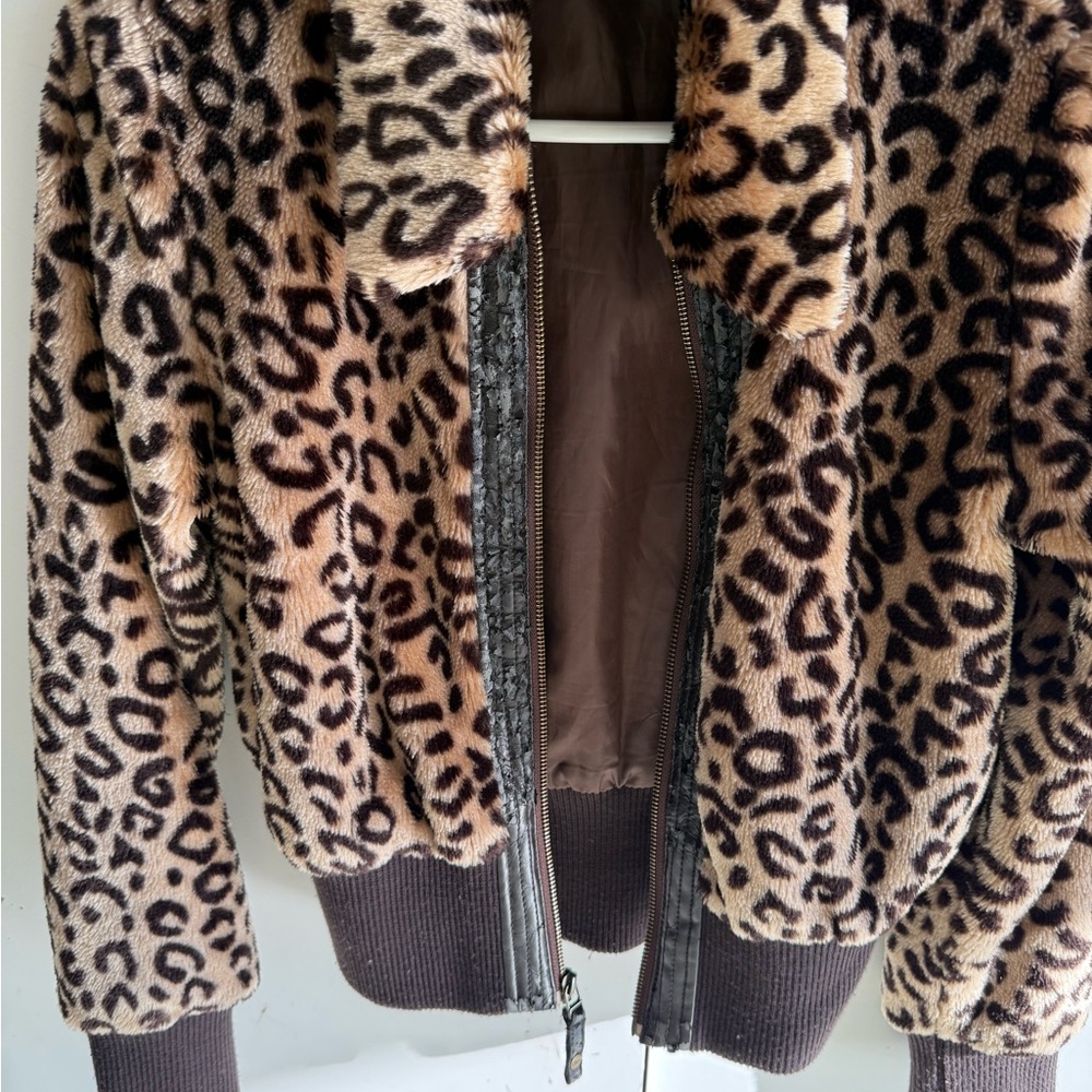 Candie's Leopard Print Bomber Jacket